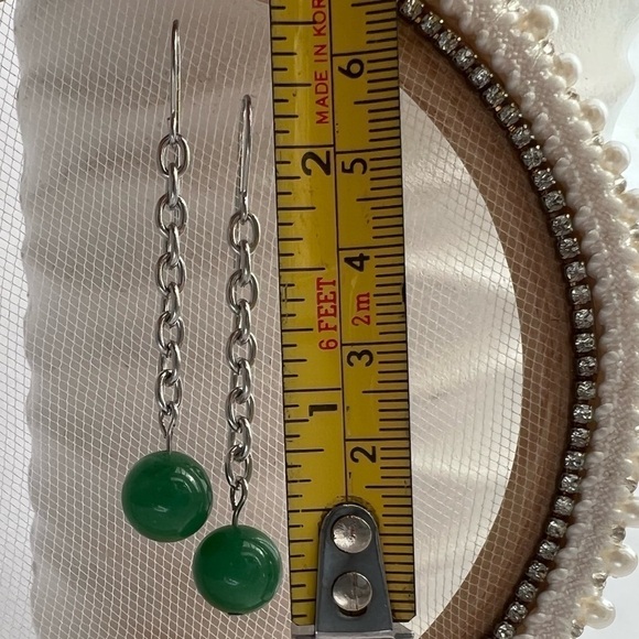 AVENTURINE Dangle Earrings on Stainless Steel Chain - Picture 5 of 12